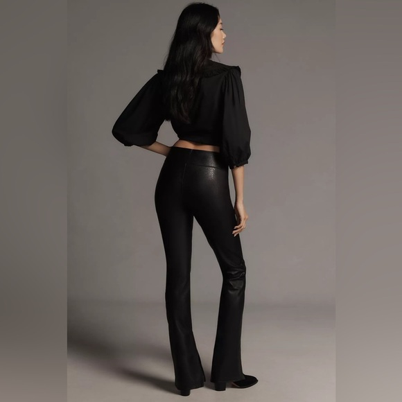 New Anthropologie Paige Sakai Faux Leather Leggings Black Size 6 - Picture 4 of 8